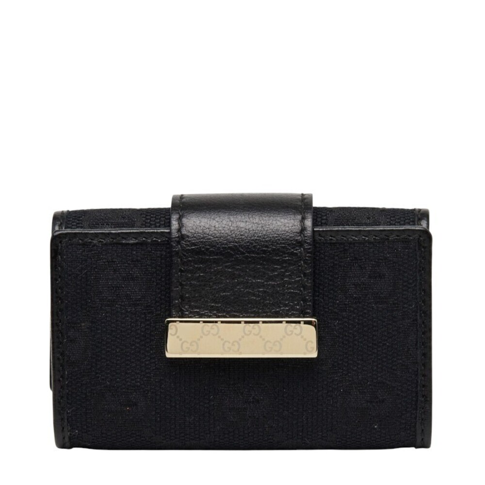 Gucci GG Canvas Plate Case Black Leather